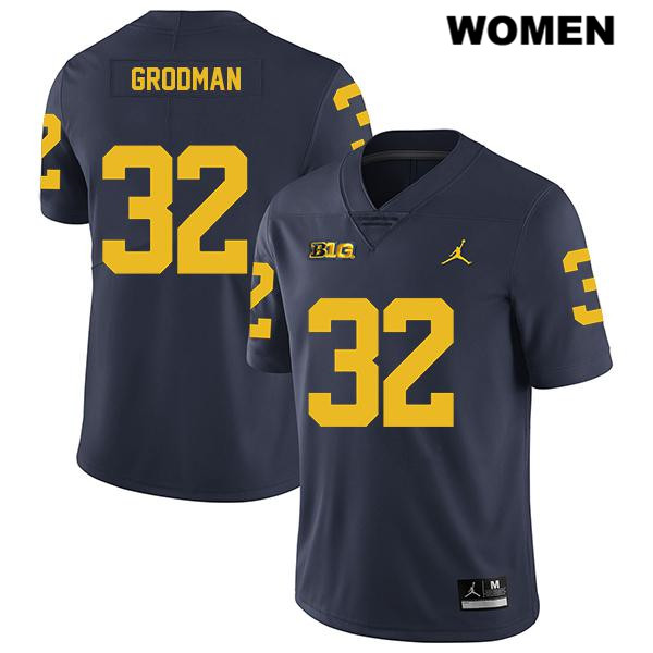 Women's NCAA Michigan Wolverines Louis Grodman #32 Navy Jordan Brand Authentic Stitched Legend Football College Jersey HP25T67HV